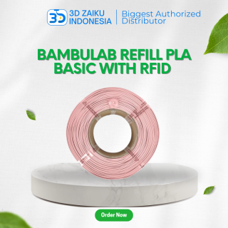 Bambulab Refill PLA Basic 3D Printer Filament Smooth Surface 1 KG with RFID